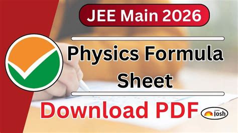 JEE Main 2026 physics formula sheet: Download PDF for free