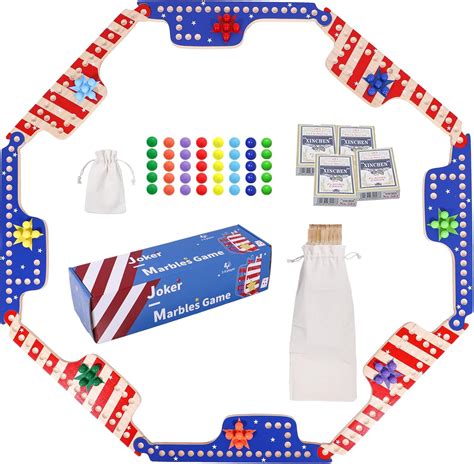 Amazon.com: Grhonior Marbles and Jokers Board Game Thickened Wood Pegs ...