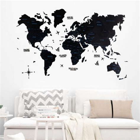 Buy 2D Wooden World Map Obsidian Black | homify