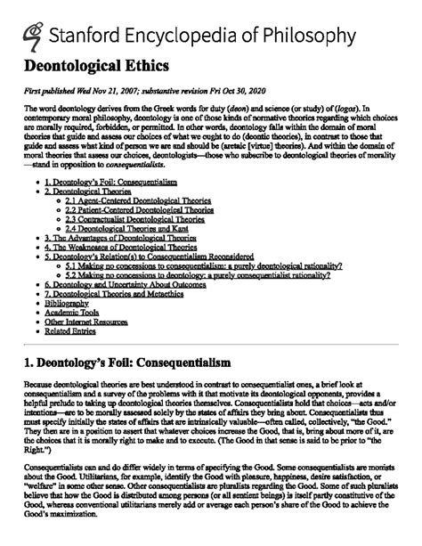 Deontological Ethics - legal methods - Studocu