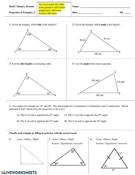 Image result for Triangle Math Worksheets