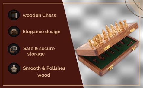 Buy DREAMZBERRY Wooden Handcrafted Foldable Magnetic Chess Board Set ...