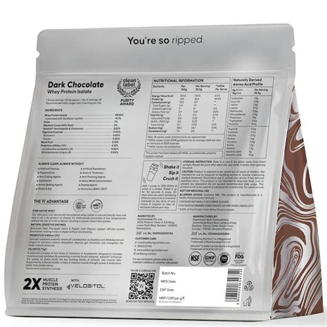 Buy Whey Protein Isolate Dark Chocolate – 26g Protein | Wellbeing Nutrition