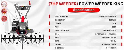 DVI 7HP Weeder/Tiller/Cultivator with Light & 4 Stroke High Power ...