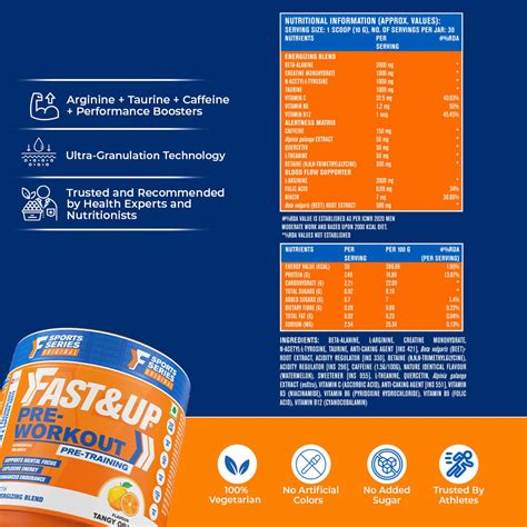 Buy FAST&UP PRE-WORKOUT SUPPLEMENT (30 SERVINGS, ORANGE FLAVOUR) | PRE ...