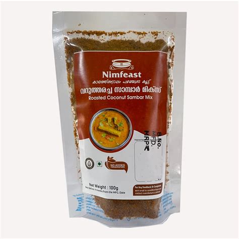 Nimfeast Varutharacha Sambar Mix, Roasted Coconut Sambar Mix, 100g ...