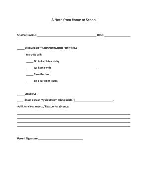 Fillable Online A Note from Home to School - Guardian Angels Fax Email ...