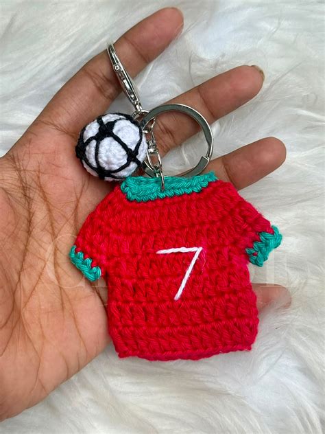 Handmade Crochet Portugal Ronaldo Jersey Keychain | Football ...
