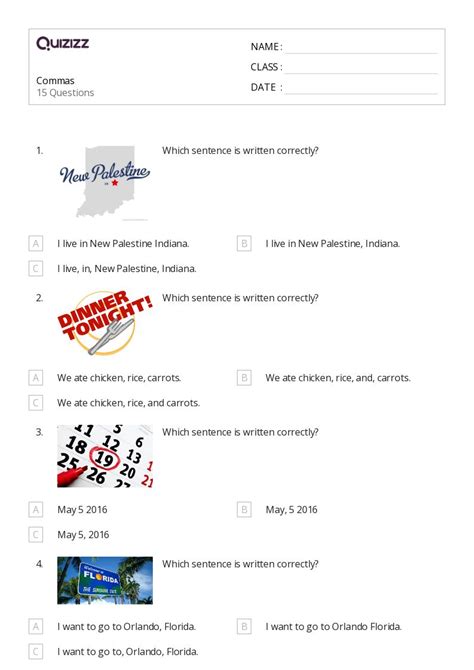 50+ Commas worksheets on Quizizz | Free & Printable