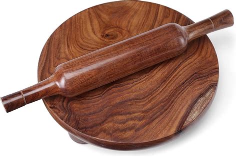 Buy ORTQ$ Wood Kitchen Chakla Belena Set, Roti Maker, Rolling Pin and ...