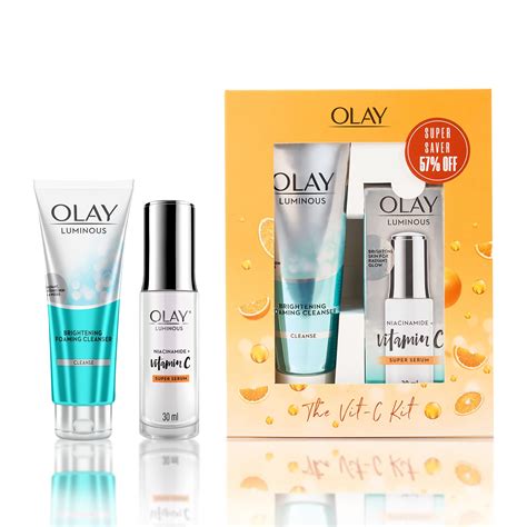 Olay Vitamin C Kit for 2X Glow | Vitamin C Serum with Free Cleanser l ...