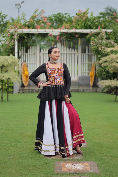 Navratri Special Multi-Color Lehenga with Black Peplum Top K