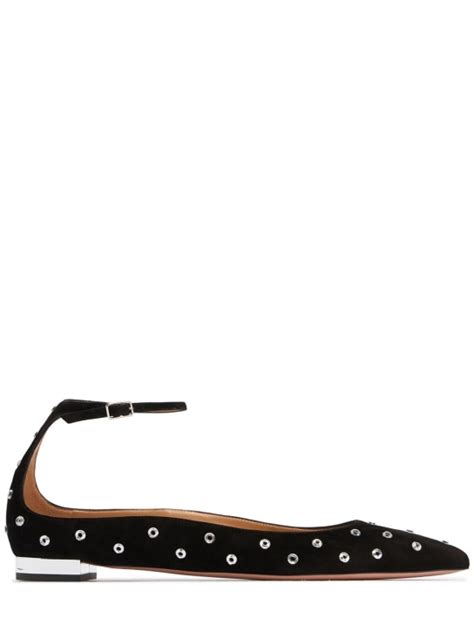10mm love affair suede & crystal flats - Aquazzura - Women | Luisaviaroma