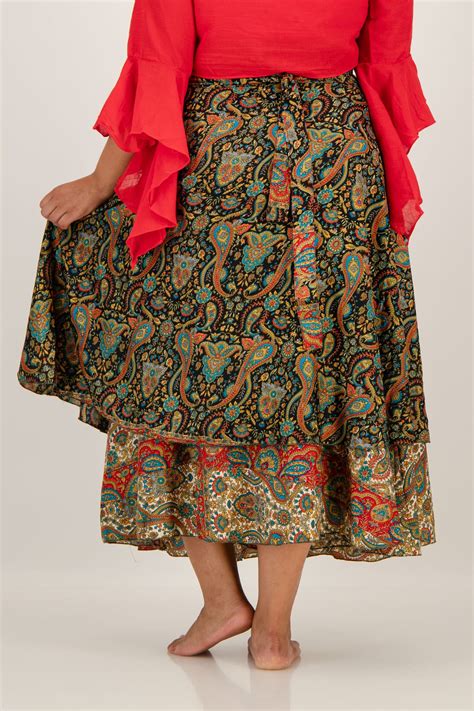 SKA Gypsy 2 Layers Viscose Long Flare Wrap Around Skirts. - SKA Clothing