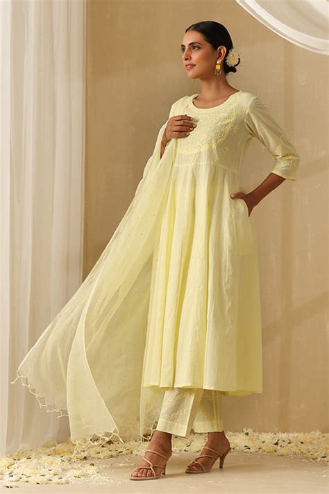 Okhai "Iqraar" Chikankari and Mukaish work Pure Cotton Kurta Pant Set ...