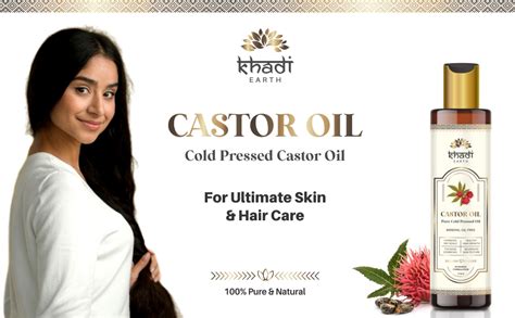 Buy Khadi Earth Cold Pressed Castor Oil for Hair Growth, Skin, Eyebrows ...