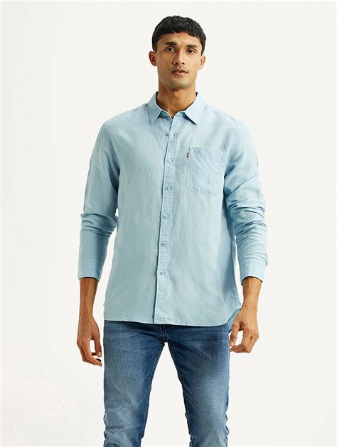 Men's Solid Light Blue Slim Fit Linen Shirt – Levis India Store