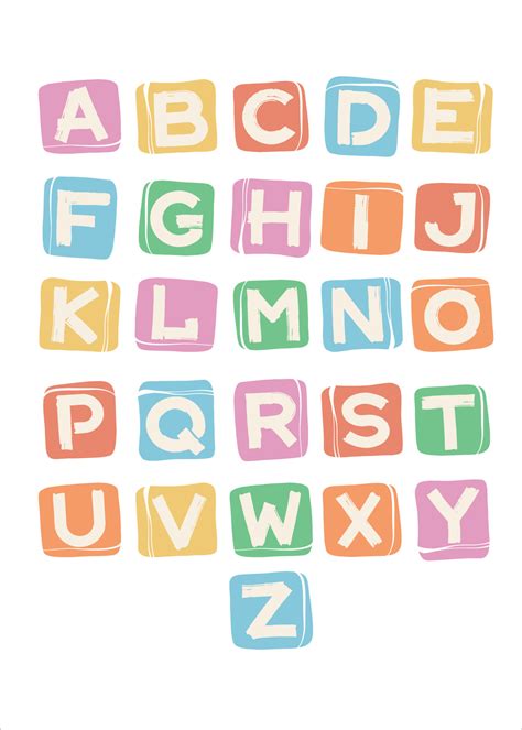 Alphabetic font. Poster with colorful letters on cubes. Template design. Vector typography ...