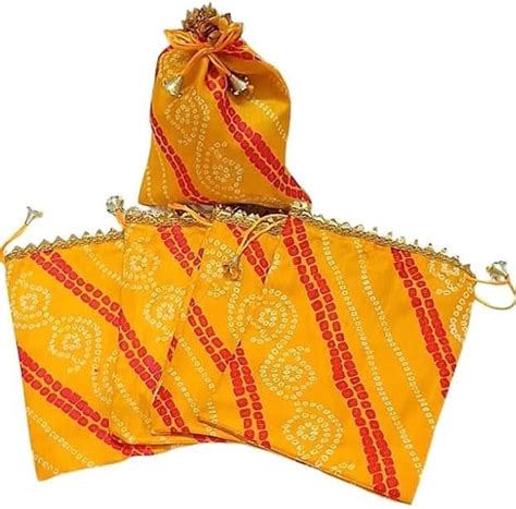 Buy ArtTrails Ethnic Potli Bag I Bandhej with Lace Top Batwa I ...