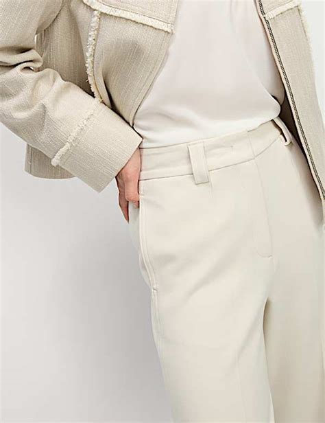 Buy Crepe Tab Detail Wide Leg Trousers at Marks & Spencer