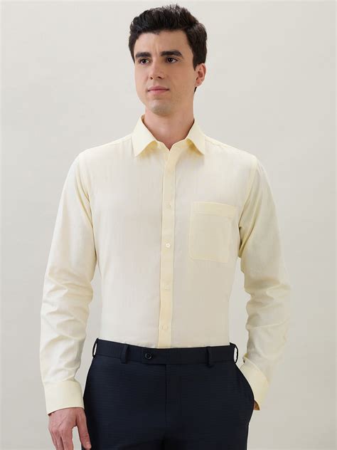 Raymond Men Yellow Plain Checks Slim Fit Cotton Formal Shirt – MyRaymond