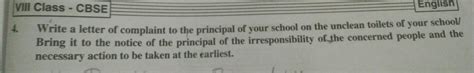letter of complaint to a principal of your school on the unclean ...