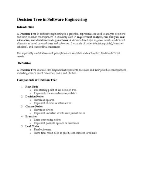 Decision Tree and Decision Table in Software Engineering - Studocu