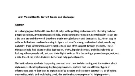 AI in Mental Health: Trends, Tools, and Ethical Challenges (Course Code ...