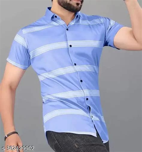 Gleska Men's Horizontal Stripes Regular Blue Shirts – Gleska Fashion