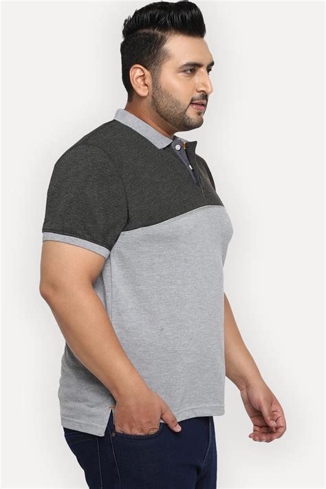 Polo Half Sleeves T-Shirt For Plus Size Men - Grey & Anthra Melange ...