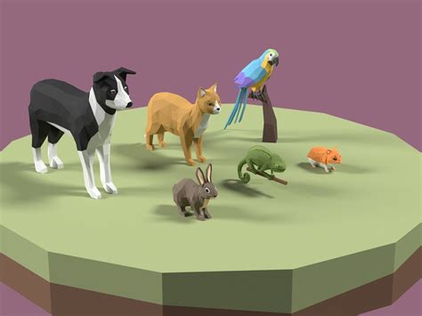 3D model Stylized Pet animals pack VR / AR / low-poly | CGTrader