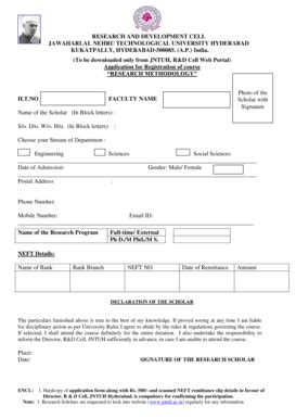 Fillable Online Application form for RM Course work 2013 - Jawaharlal ...