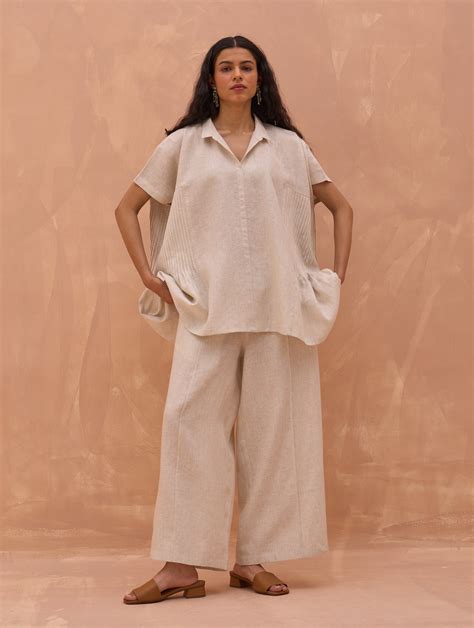 Bonnie Pleated Linen Co-ord Set - Off White – Manan