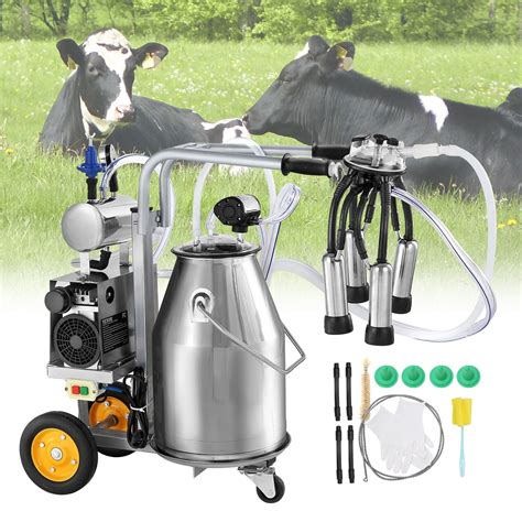 SKYSHALO Electric Milking Machine, 25L Vacuum Pump Single Barrel ...