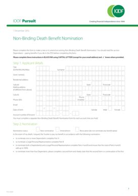 Non-Binding Death Benefit Nomination Form - Blank Fillable Template ...