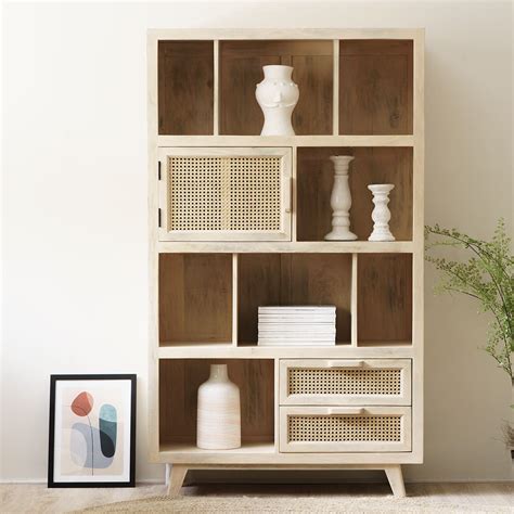 Castor Display Unit - Solid Mango Wood Bookcase with Cubbies – Ramgarh ...