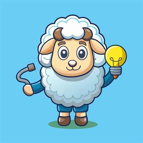 Adorable cartoon sheep with inspiration lightbulb idea | Premium AI ...