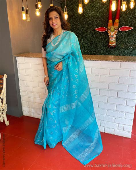 Turquoise blue Organza Saree | Sakhi Fashions – sakhifashions