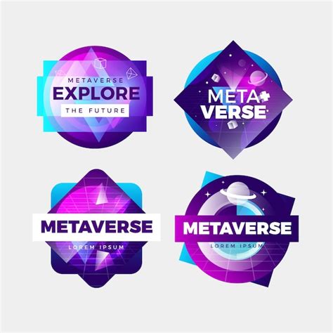 Gradient metaverse concept labels | Free Vector