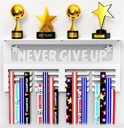 Medal Hanger Display With Trophy Shelf Metal Awards Rack Walls ...