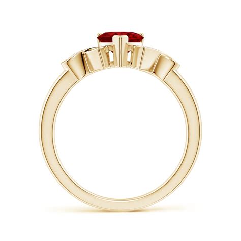 Solitaire Ruby Heart Ring With Diamond Accents