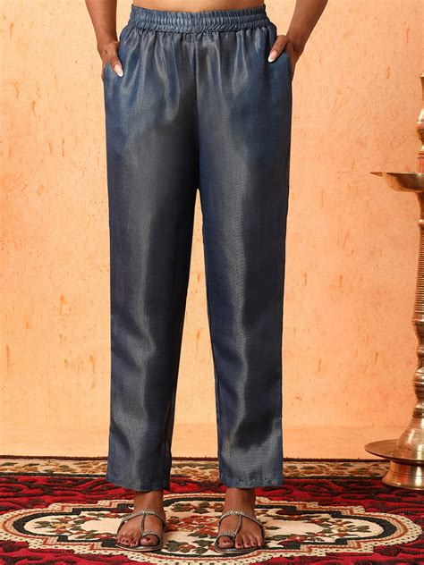 Floral Embroidered A-Line Silk Blend Kurta & Trousers Sets | Suits For ...