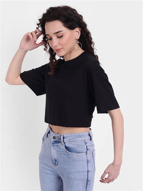 Black Oversized Cropped T-shirt – Color Capital