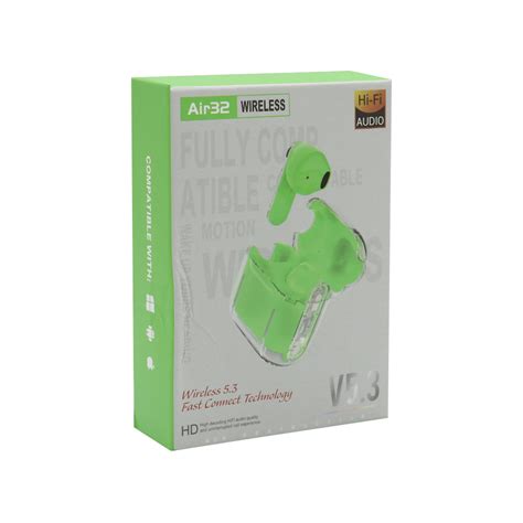 Slusalice Bluetooth Airpods AIR32 zelene - Mob-Shop