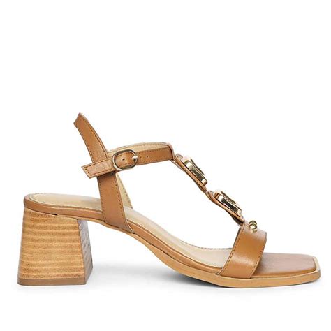 Buy Women Gold Trim Tan Leather Block Heels Online – SaintG India