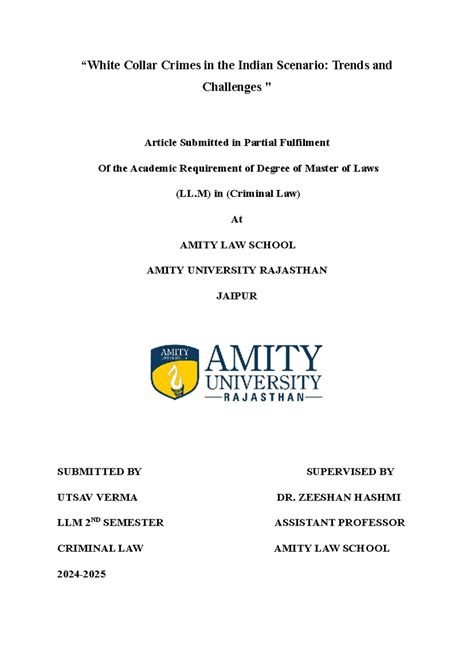 LLM 2nd Sem: Trends and Challenges of White Collar Crimes in India ...