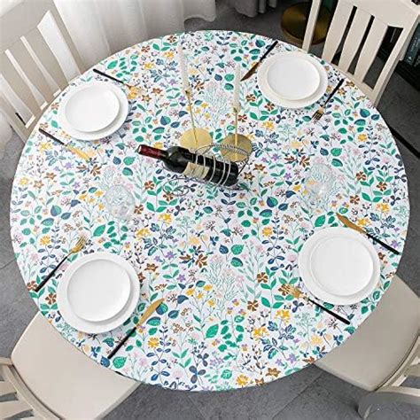 Buy Round Vinyl Elastic Edged Flannel Backed Tablecloth Fitted Table ...