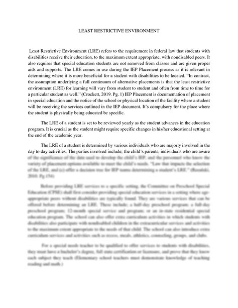 SOLUTION: Least Restrictive Environment Brochure - Studypool