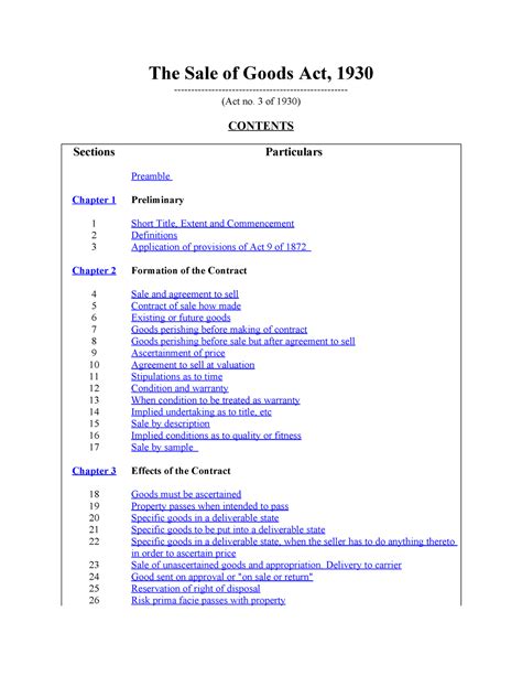 The sale of goods act 1930 - The Sale of Goods Act, 1930 - (Act no. 3 ...