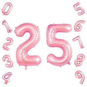 Tiffany Pink Number 25 Balloons,40 Inch Birthday Number Balloon Party ...